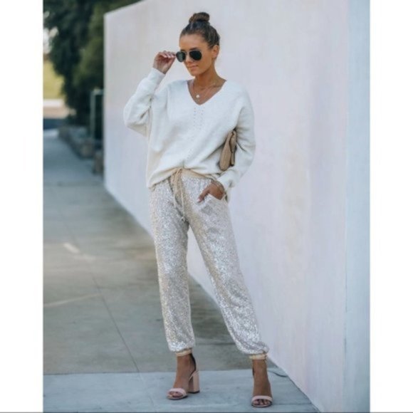 Vici Pants - NEW - JUST DANCE POCKETED SEQUIN JOGGERS